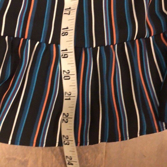 LOFT Outlet black Striped women’s Blouse top loose fit ruffle - Picture 5 of 5